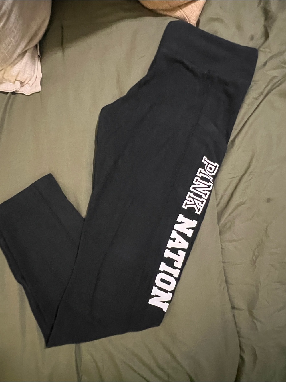 Victoria's Secret PINK Nation Black Leggings with White Side Logo